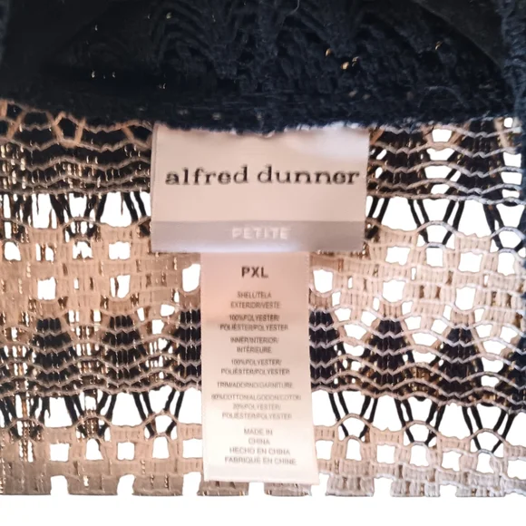 Alfred Dunner Black and White Open-Front Cardigan - Picture 5 of 5